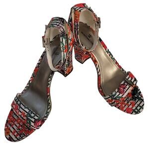 Worthington floral chunky heels, size 7 1/2